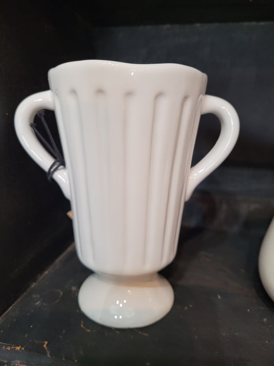 Ribbed white vase