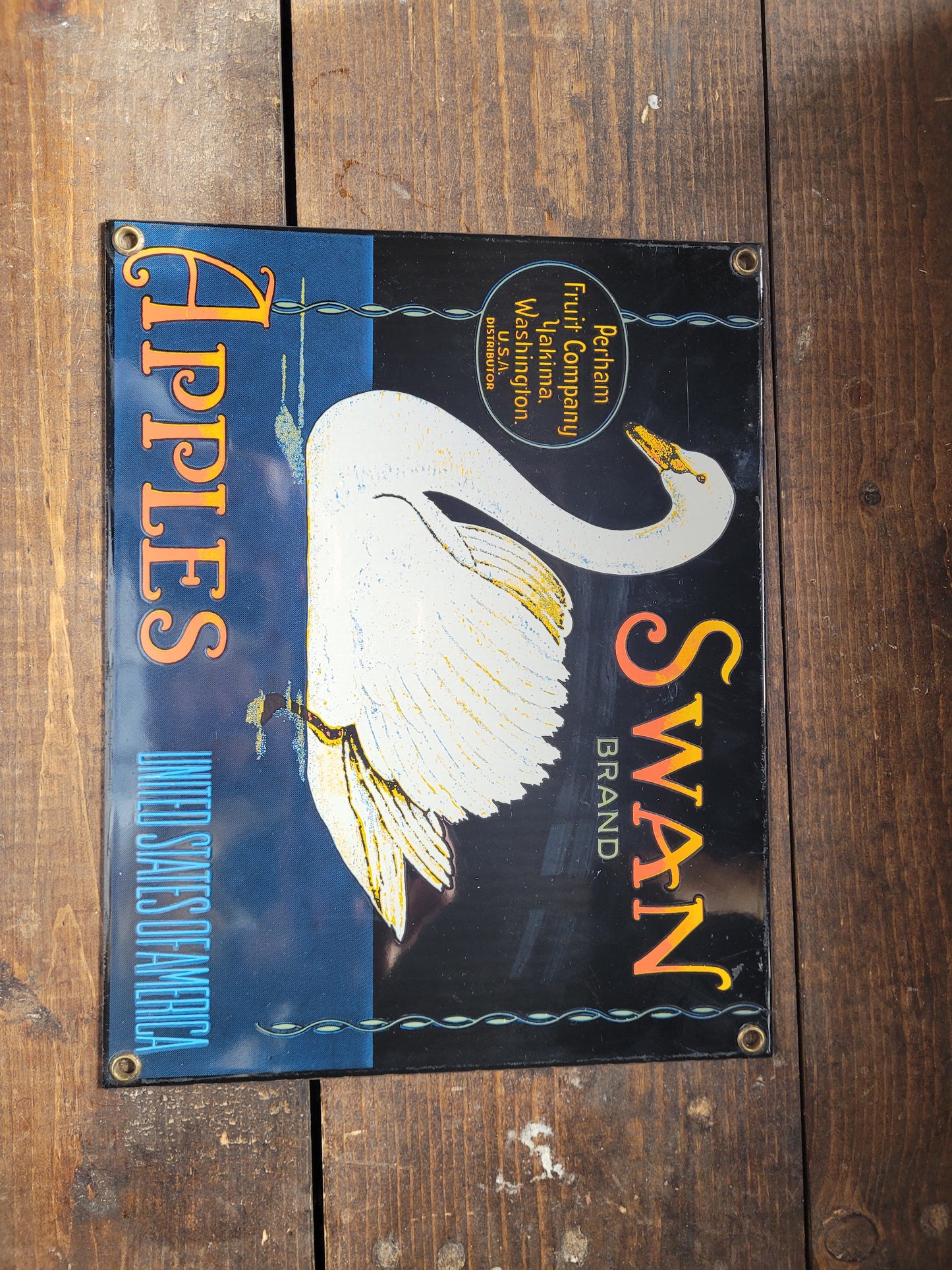 Swan Apples metal sign